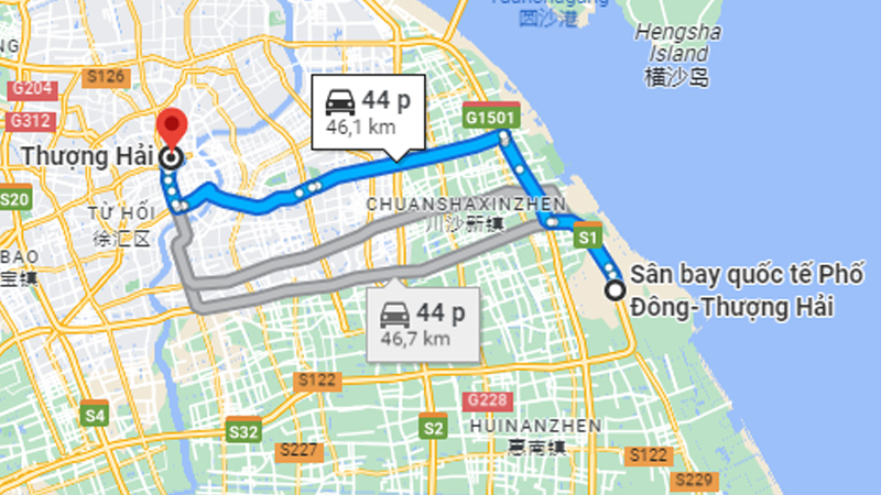 Di chuyển từ sân bay về trung tâm Thượng Hải mất khoảng 40 - 60 phút