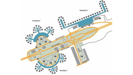 Sơ đồ tổng thể 3 nhà ga của sân bay Quốc tế Soekarno-Hatta