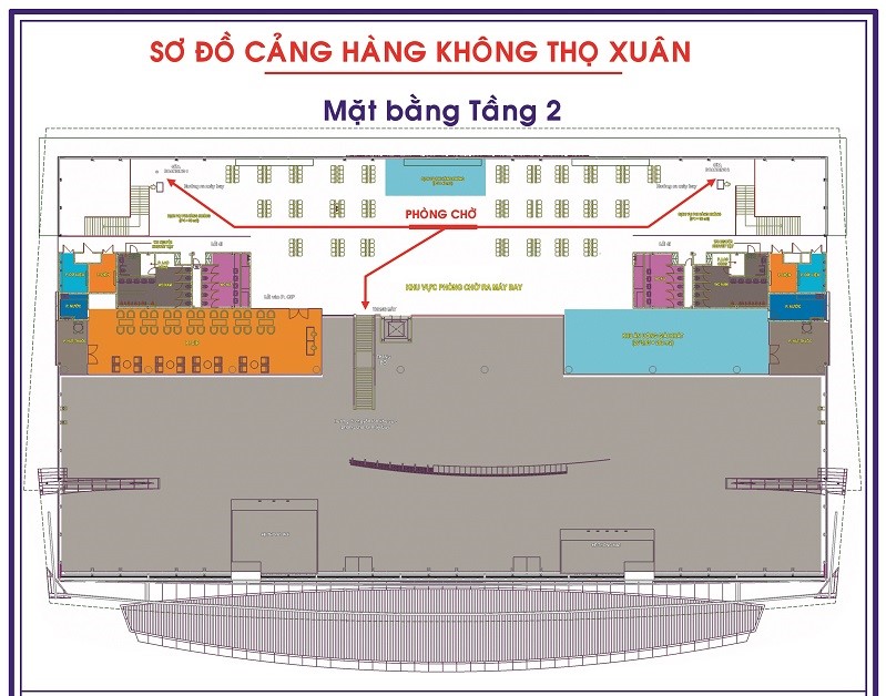Sơ đồ tầng 2 Nhà ga hành khách của sân bay Thọ Xuân (Thanh Hóa)