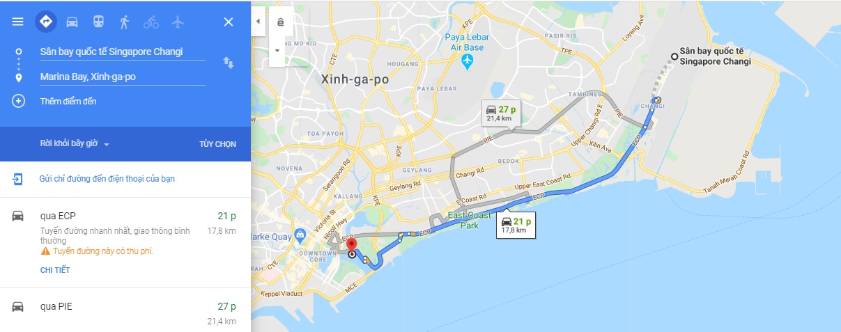Bản đồ di chuyển đến vịnh Marina