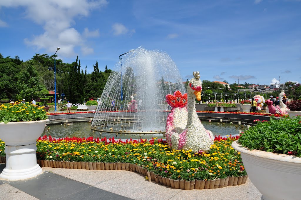 Check in đài phun nước - Vườn hoa Đà Lạt