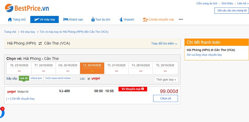 Vé máy bay đi Hải Phòng - Cần Thơ Vietjet Air
