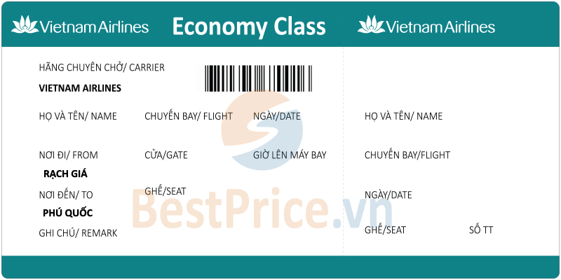 Vé máy bay Rạch Giá - Phú Quốc Vietnam Airlines