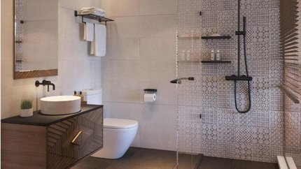 Phòng tắm khép kín, có vòi sen, bồn rửa mặt