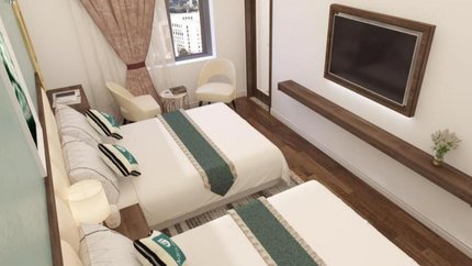 Căn phòng đơn giản nhưng tiện nghi