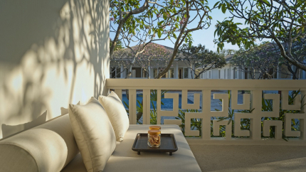 Suite Pool View Outside Couch