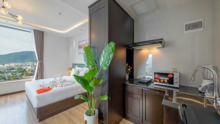 Khu vực bếp tại Studio King City & Mountain View Cordial Grand Hotel 4*