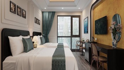 Căn phòng đơn giản nhưng tiện nghi