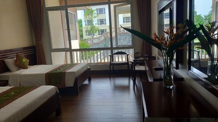 Căn phòng đơn giản nhưng tiện nghi