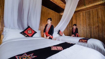 2 giường đơn tại Bungalow Luxury Valley View