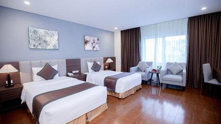 Không gian của phòng Deluxe Twin/Double 2 giường đơn