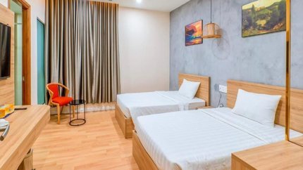 Phòng với 2 giường đơn, tiện nghi đầy đủ