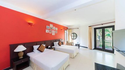 Phòng được bài trí theo phong cách của văn hóa Chăm pa