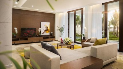 Phòng khách trang bị đầy đủ tiện nghi