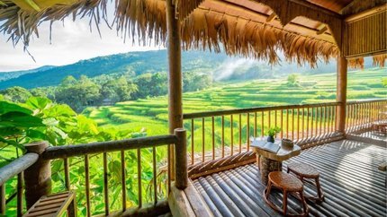 Từ phòng có thể cảm nhận hương lúa