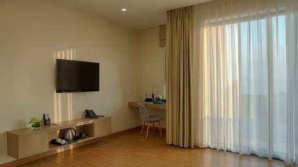 Căn phòng đơn giản nhưng tiện nghi