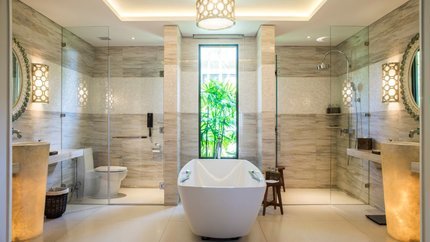 Phòng tắm với tone màu ấm áp