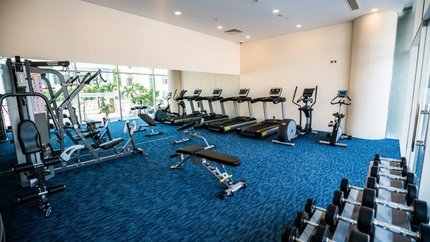 Phòng tập gym với đầy đủ trang thiết bị hiện đại