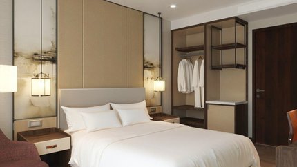 Phòng Deluxe Sea View với đầy đủ đồ dùng, nội thất