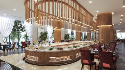 Quầy buffet với menu đa dạng