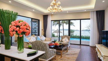 Phòng khách sang trọng của villa 2 Bedroom  Beachfront