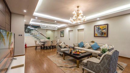 Phòng khách được thiết kế ấn tượng