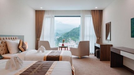 Phòng Deluxe Twin với view nhìn ra vườn