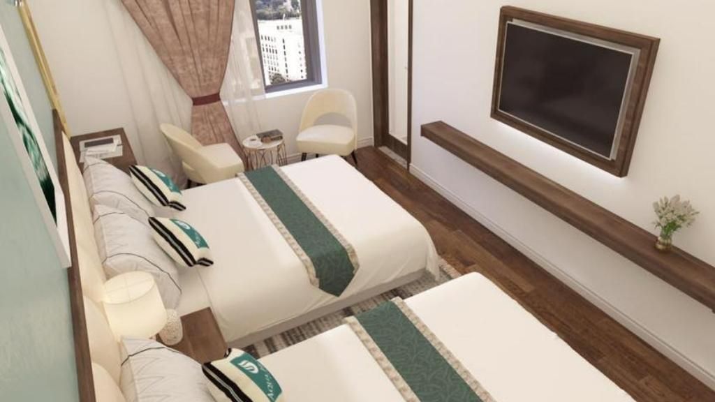 Căn phòng đơn giản nhưng tiện nghi