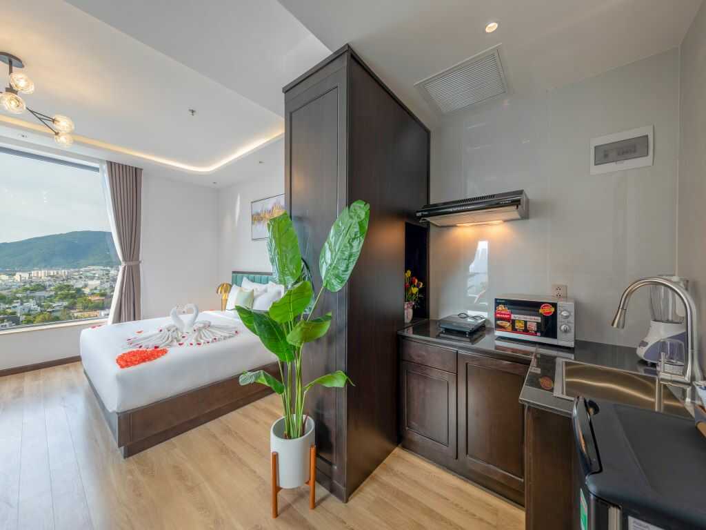 Khu vực bếp tại Studio King City & Mountain View Cordial Grand Hotel 4*