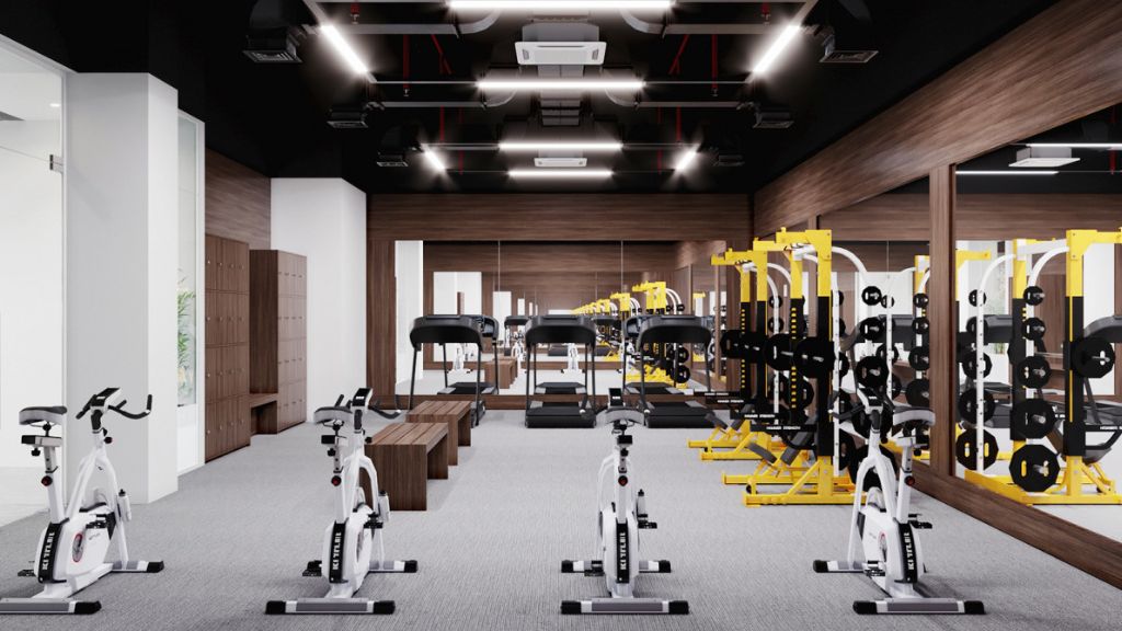 Phòng tập gym đầy đủ thiết bị cơ bản