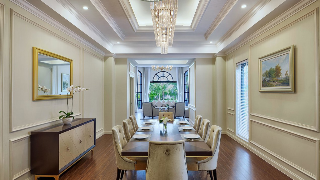 Khu vực bàn ăn trong villa 3 phòng ngủ