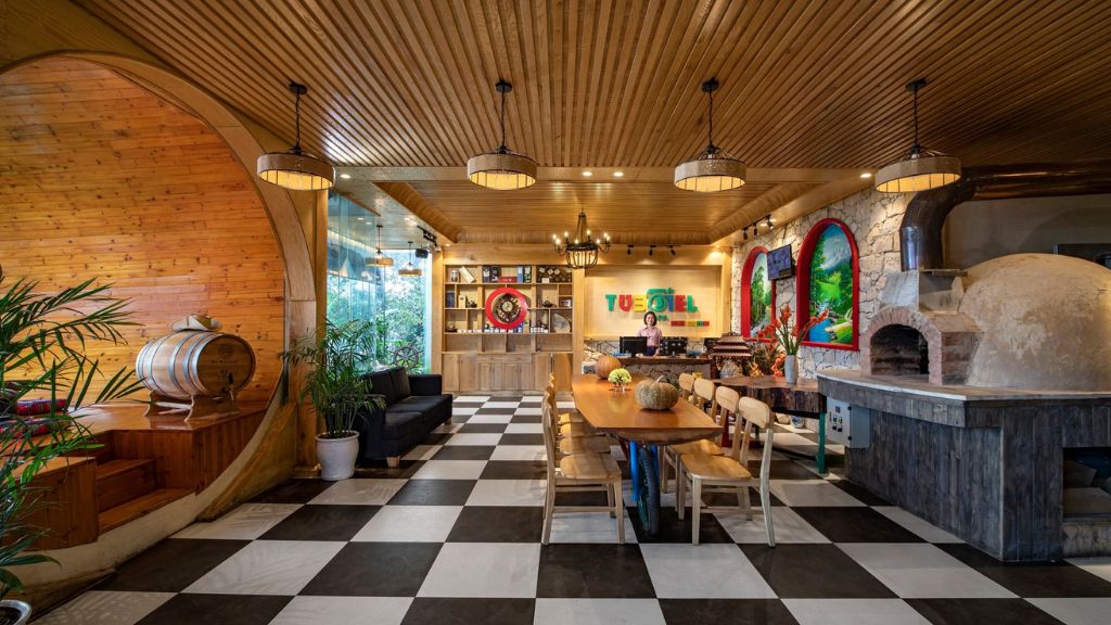 Khu vực sảnh lễ tân của khu nghỉ dưỡng 