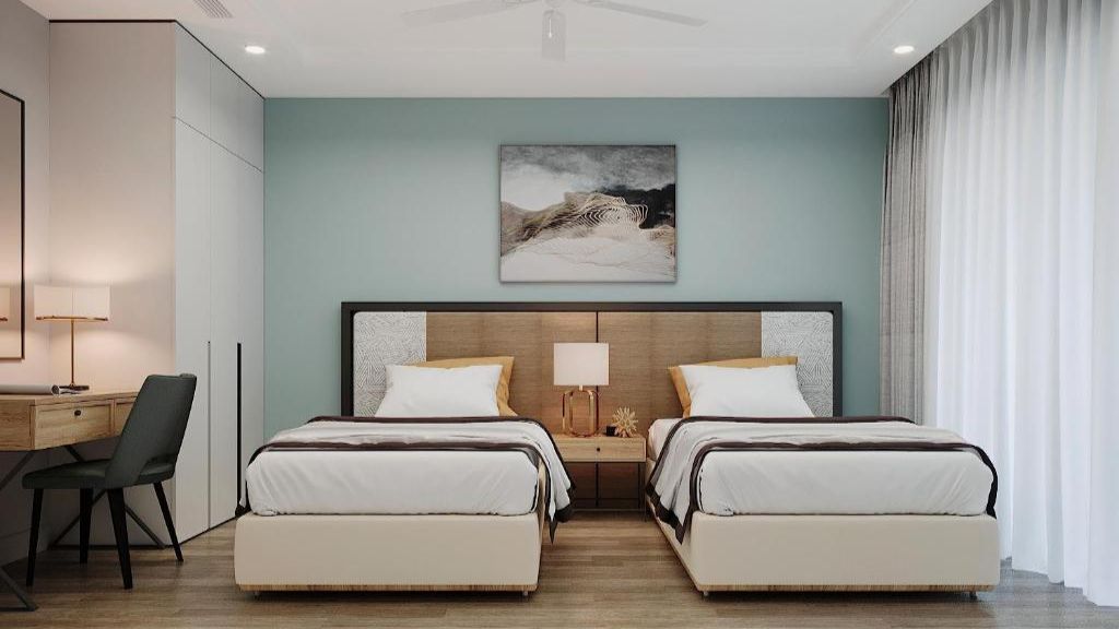 Phòng thiết kế gồm 2 giường đôi