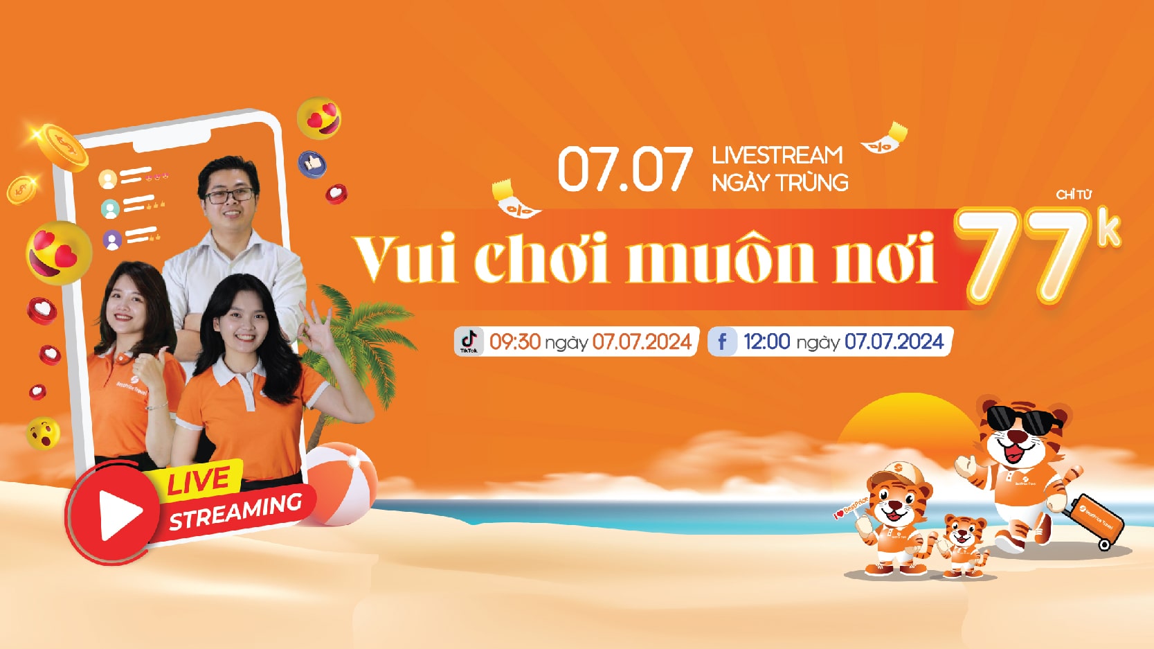 Mega Livestream ngày trùng 07/07 của BestPrice Travel