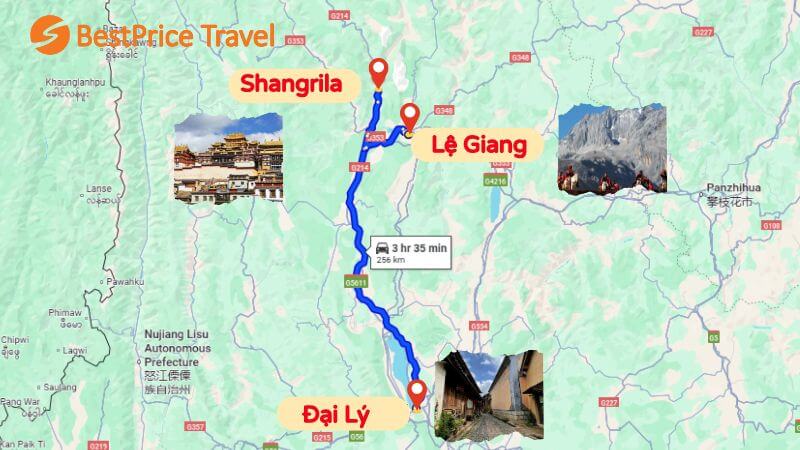 Bản đồ du lịch Đại Lý Lệ Giang Shangrila