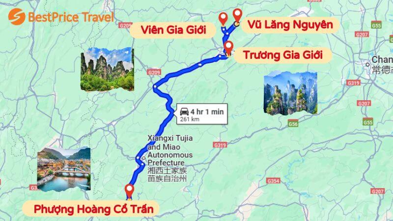 Bản đồ du lịch Phượng Hoàng Cổ Trấn