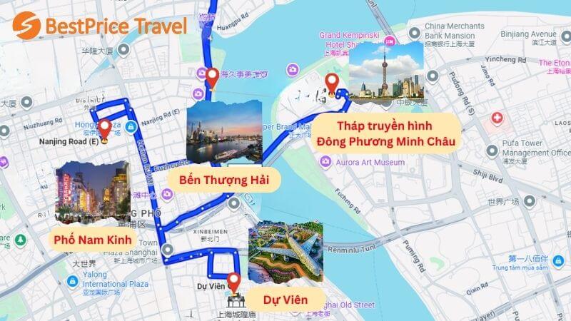 Bản đồ tour du lịch Thượng Hải