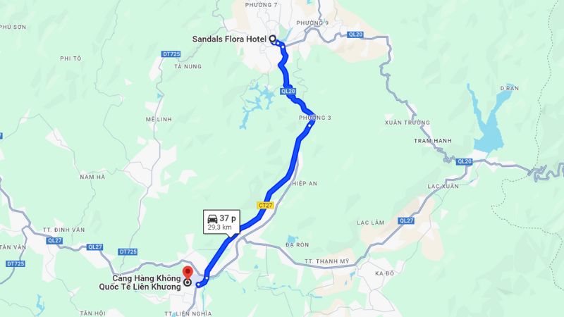 bản đồ sandals flora hotel đà lạt