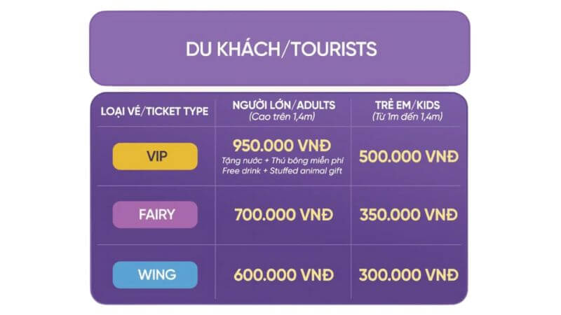 Bảng giá vé Tiên Sa Show 2025 (Đơn vị: VNĐ/vé)