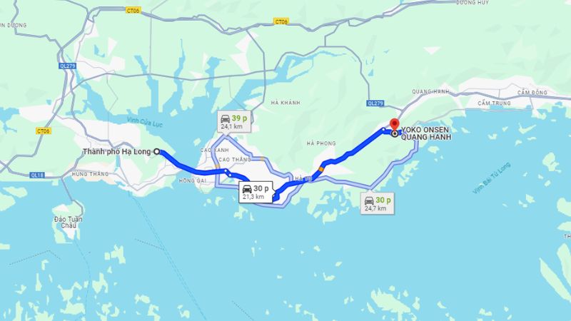 Cung đường di chuyển từ thành phố Hạ Long đến Yoko Quang Hanh