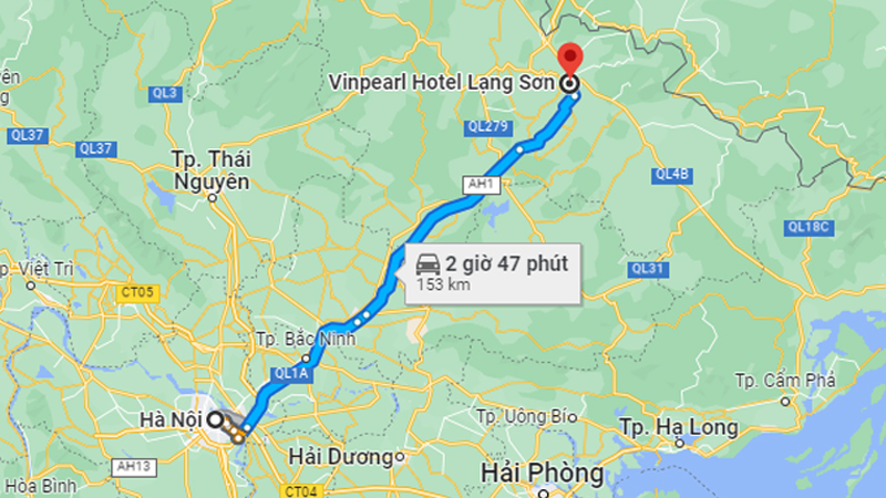 Đường di chuyển từ Hà Nội đi Vinpearl Lạng Sơn