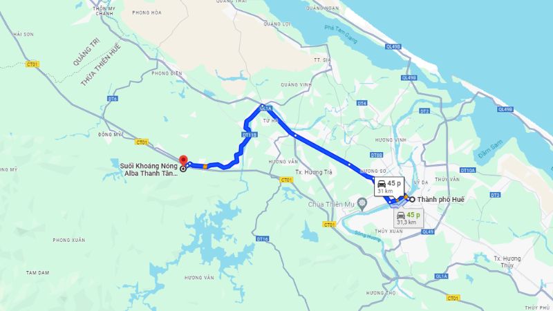 Di chuyển từ trung tâm Huế đến Alba Thanh Tân