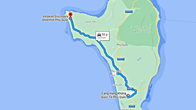 Di chuyển từ sân bay Phú Quốc đến Vinpearl Discovery Greenhill