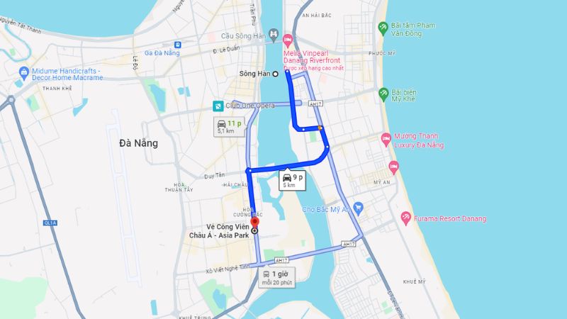 Di chuyển đến công viên Asia Park