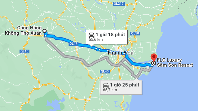 Đường di chuyển tới FLC Luxury Thanh Hóa