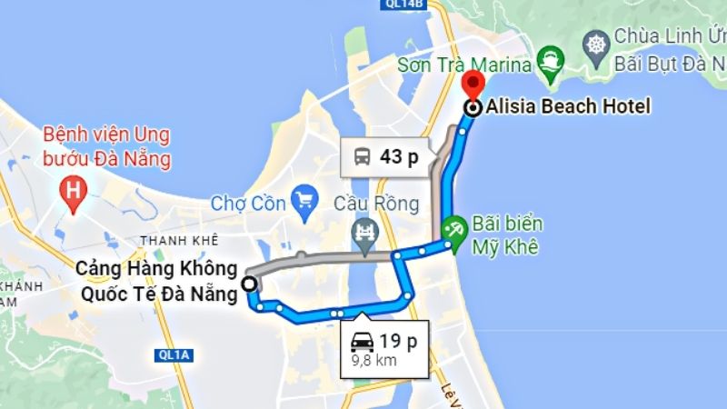 Đường Di Chuyển Tới Alisia Beach Hotel Đà Nẵng
