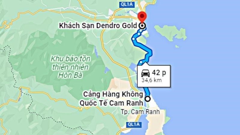 Đường di chuyển tới Dendro Gold Hotel Nha Trang