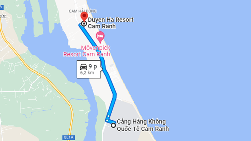 Đường di chuyển tới Duyên Hà Resort Cam Ranh