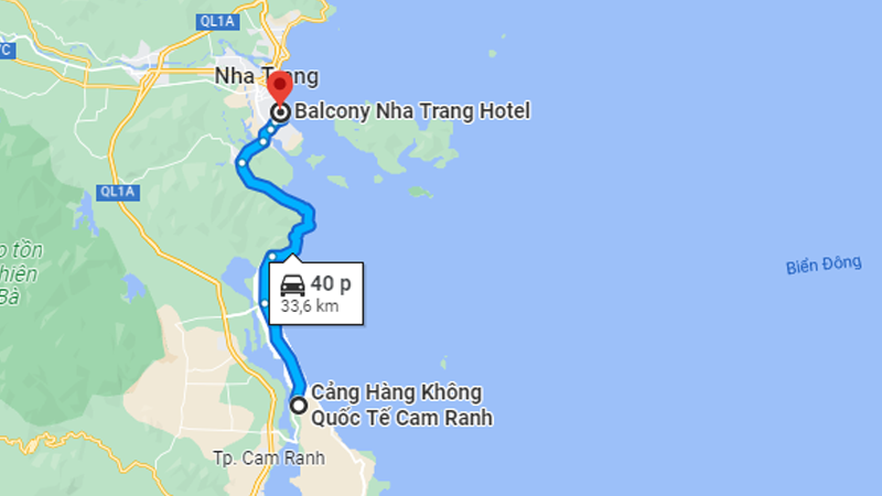 Đường di chuyển tới khách sạn Balcony Nha Trang 