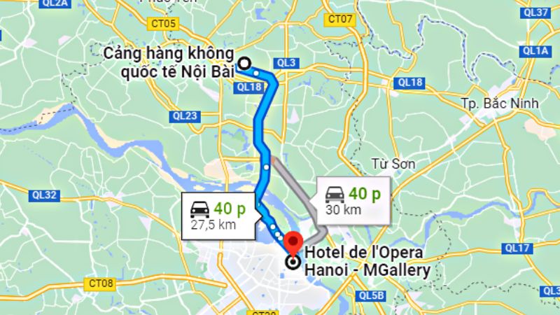 Đường Di Chuyển Tới Khách Sạn De L'Opera Hà Nội